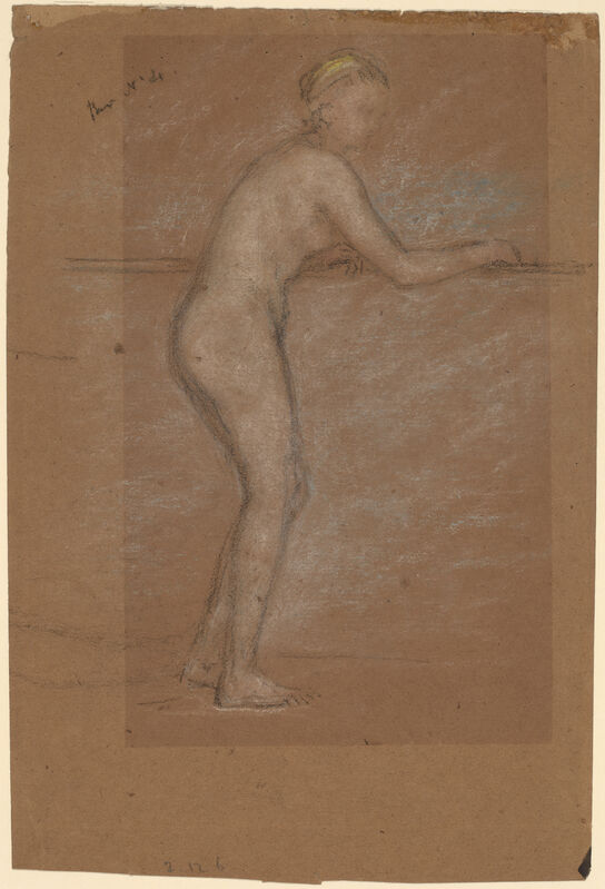 James Abbott McNeill Whistler, ‘Nude Leaning on a Rail [recto]’, 1871/1874, Drawing, Collage or other Work on Paper, Chalk and pastel on brown paper, National Gallery of Art, Washington, D.C.