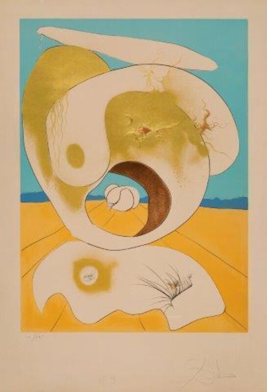 Salvador Dalí, ‘Vision planetaire et scatologique [Michler & Löpsinger 645]’, 1974, Print, Drypoint etching on chromolithograph with embossing in colours on Arches wove, Roseberys