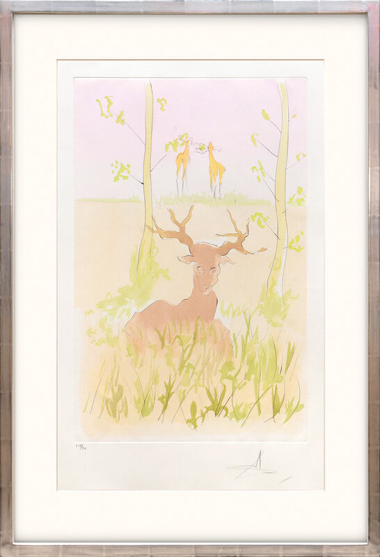 Salvador Dalí, ‘Le Cerf Malade. (The Sick Stag.)’, 1974, Print, Drypoint etching on Arches paper with hand colouring by pochoir., Peter Harrington Gallery
