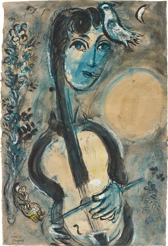 Marc Chagall, ‘Le violoncelliste’, 1964, Painting, Gouache, ink, ink wash and pastel on paper, Phillips