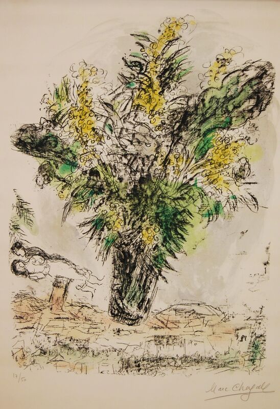 Marc Chagall, ‘Les Mimosas ’, 1968, Print, Original color lithograph on arches paper, Baterbys