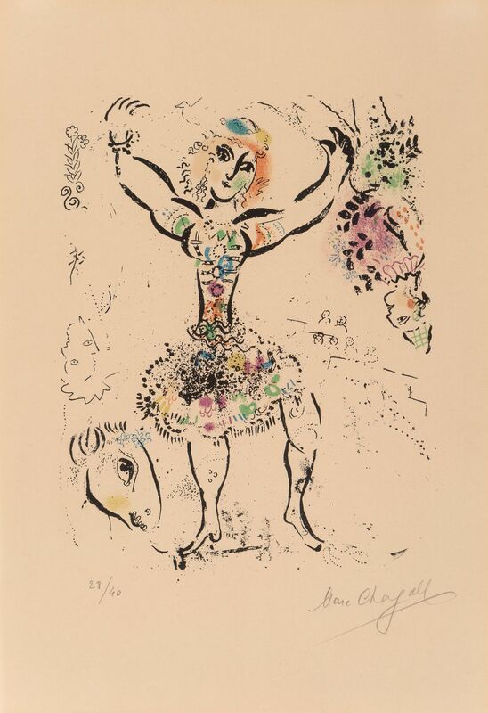 Marc Chagall, ‘La jongleuse, from Chagall Lithographe, Vol. I’, 1960, Print, Lithograph in colors on Arches paper, Heritage Auctions