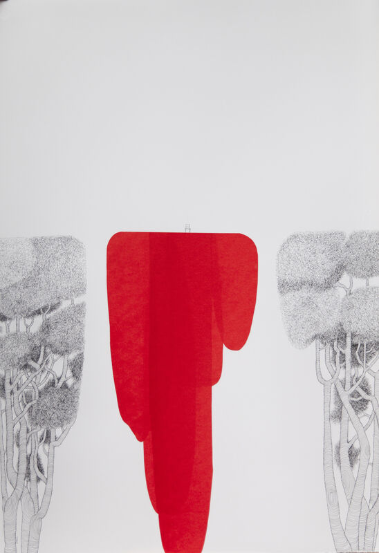 María Ángeles Atauri, ‘Red mountain’, 2021, Painting, Ink on paper, Galería Marita Segovia 