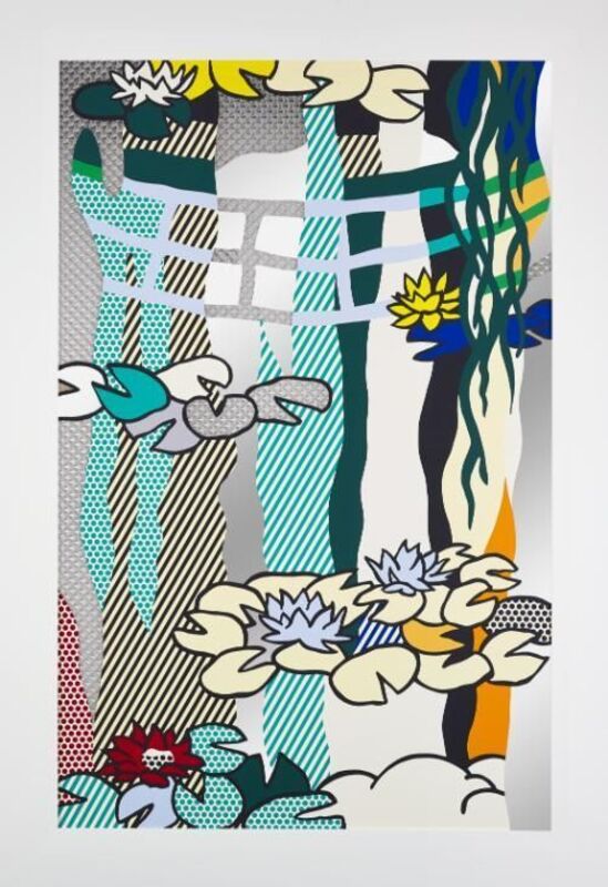 Roy Lichtenstein, ‘Water Lilies with Japanese Bridge’, 1992, Mixed Media, Screenprint enamel on processed and swirled stainless steel, David Benrimon Fine Art