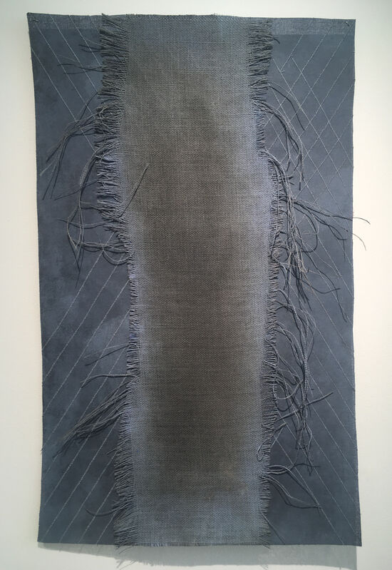 Grace Bakst Wapner, ‘Blue Burlap with Stitched Canvas’, 2019, Textile Arts, Mixed Media, Carter Burden Gallery