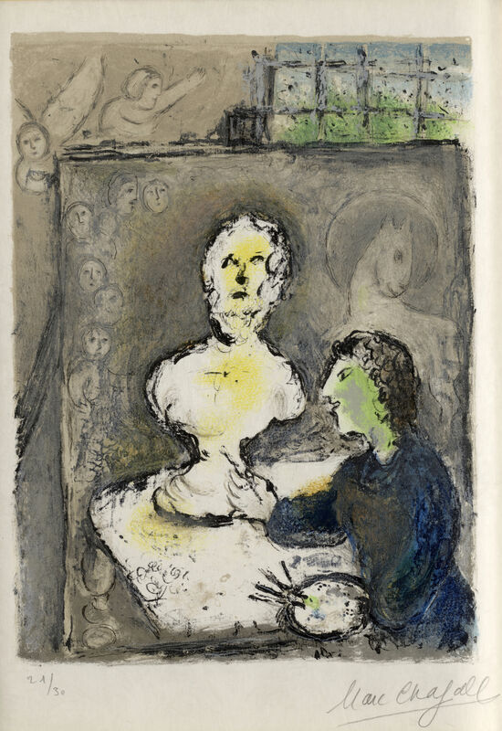 Marc Chagall, ‘Frontispiece, from the Odyssey I (Mourlot 749; Cramer bk. 96)’, 1974, Print, Lithograph in colors on japon nacré, Bonhams
