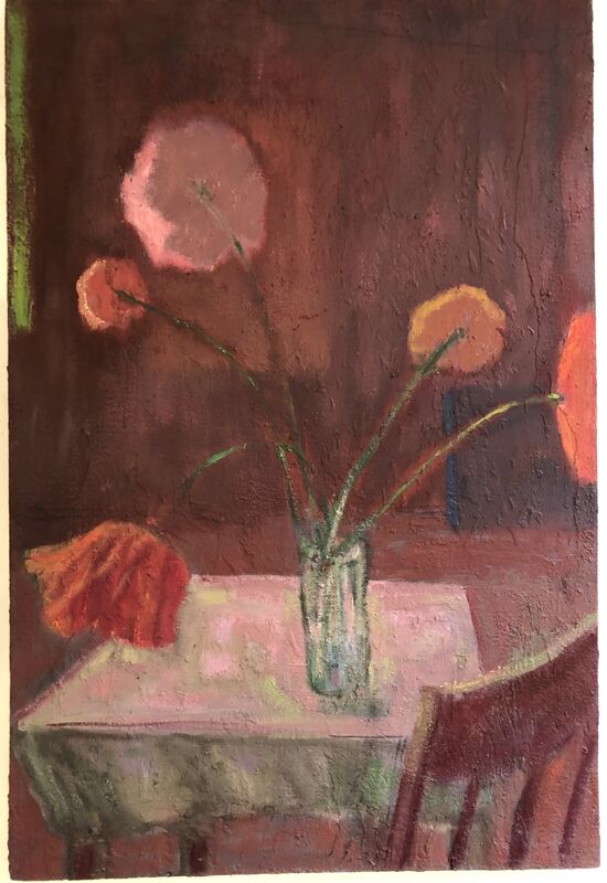 Anne Delaney, ‘Flowers in a Red Room’, 2020, Painting, Oil on canvas, Bowery Gallery