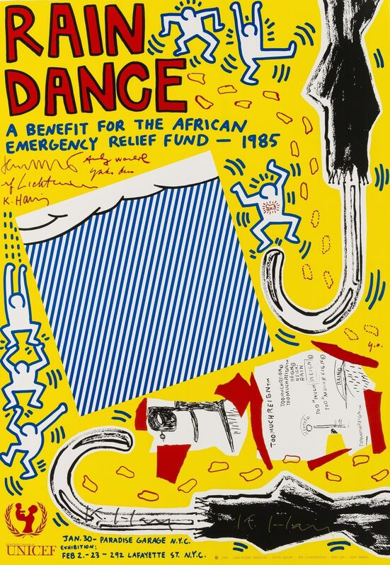 Keith Haring, ‘Rain Dance’, 1985, Print, Offset lithographic poster printed in colours, Forum Auctions