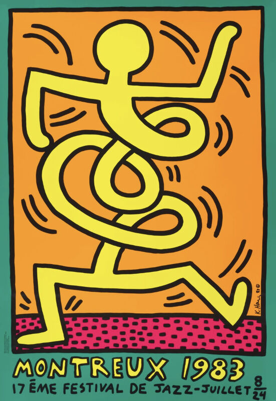 Keith Haring, ‘Montreux Jazz Festival, Original screen-print poster ’, 1983, Print, Serigraph poster on heavy paper, Leonards Art
