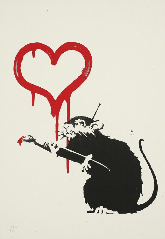 Banksy, ‘Love Rat’, 2004, Print, Screenprint in colours, on wove paper, with full margins, Phillips