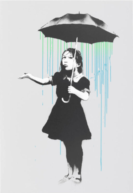 Banksy, ‘Nola (Green/Blue Rain)’, 2008, Print, Screenprint on Lenox Museum Board, ArtLife Gallery