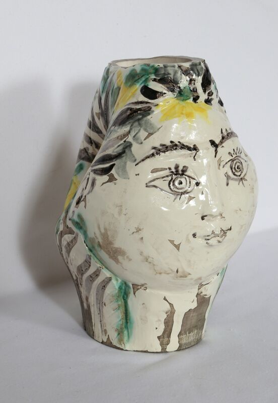 Pablo Picasso, ‘Woman's Head, Decorated with Flowers’, 1954, Design/Decorative Art, White earthenware clay, grey patina, RoGallery