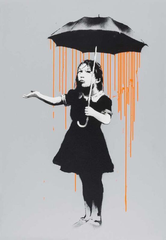 Banksy, ‘Nola, Dark Orange to Orange Rain, Signed’, 2008, Print, Screen print in Colors on Wove Paper, signed and numbered, Pop Fine Art