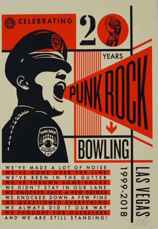 Shepard Fairey, ‘Punk Rock Bowling 20th’, 2018, Print, Screenprint in colours on cream Speckle Tone paper, Roseberys