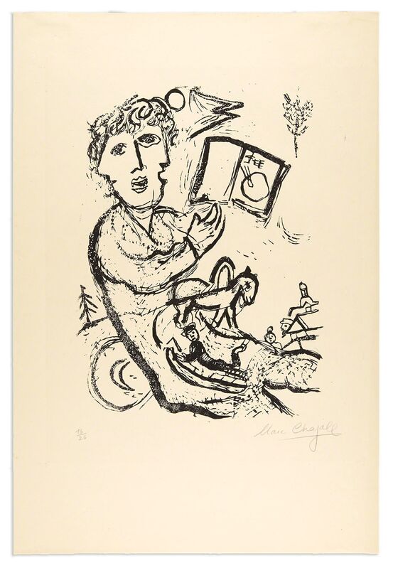 Marc Chagall, ‘THE ARTIST WITH THE BOOK (CRAMER BOOKS 75)’, 1968, Print, Woodcut, Doyle