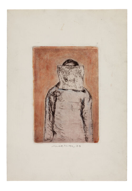 Marwan (Marwan Kassab-Bachi), ‘Covered’, 1970, Drawing, Collage or other Work on Paper, Watercolour on drypoint on paper, Galerie Michael Hasenclever