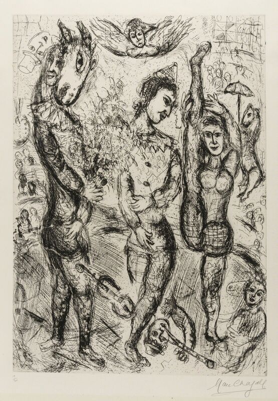 Marc Chagall, ‘Le Pierrot (Cramer 34)’, 1968, Print, Etching on Japon nacre paper, Forum Auctions