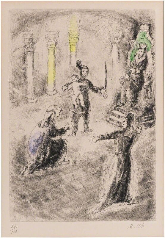 Marc Chagall, ‘Le Jugement De Salomon (Cramer Books 30)’, 1931-39, Print, Hand-colored etching, on wove paper, Doyle