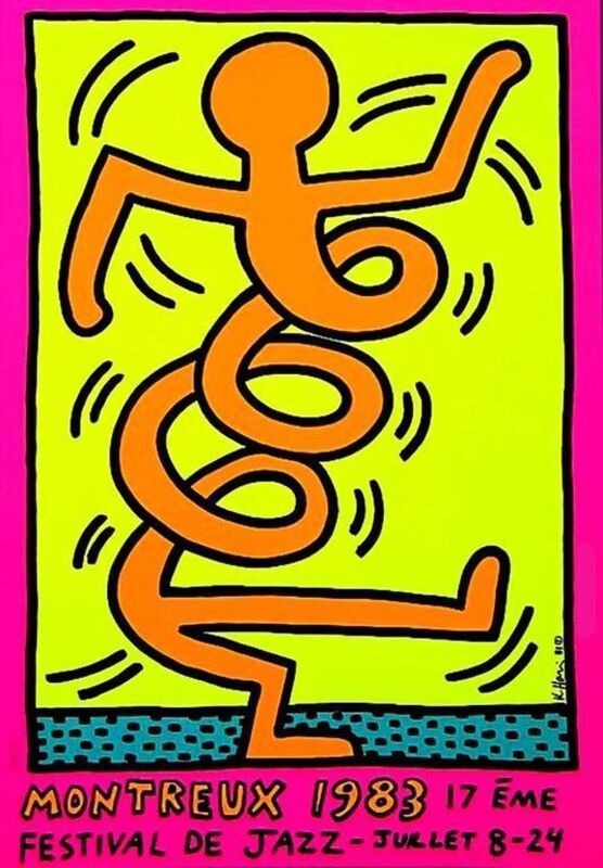Keith Haring, ‘Montreux 17ème / Festival de Jazz’, 1983, Posters, Screenprint poster with bright fluorescent colors, Woodward Gallery