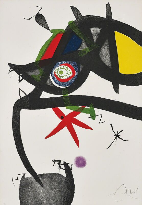 Joan Miró, ‘Quatre Colors aparien el món (Four Colours will Beat the World): one plate’, 1975, Print, Etching and aquatint in colours, on Arches paper, the full sheet., Phillips