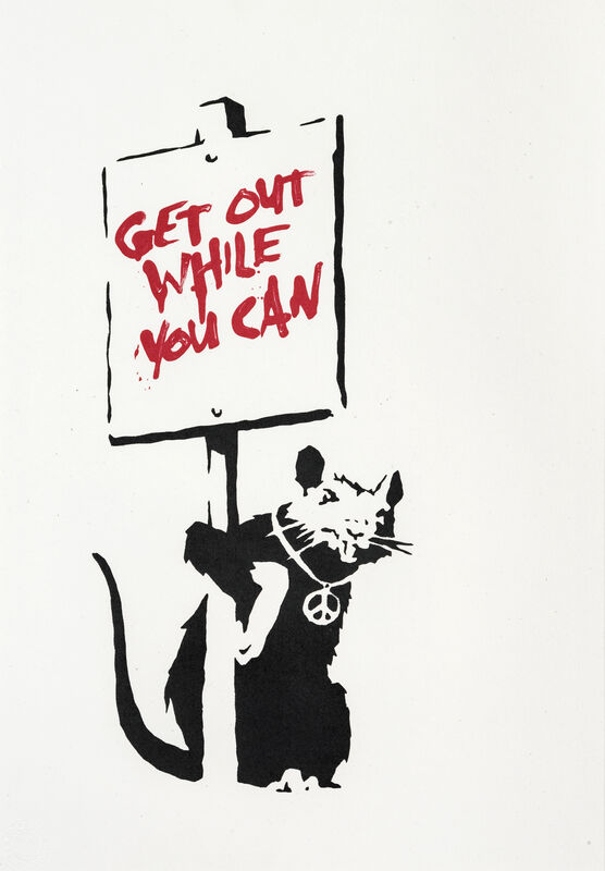 Banksy, ‘Get Out While You Can (Red)’, 2004, Print, Screen print in colours on wove paper, Tate Ward Auctions
