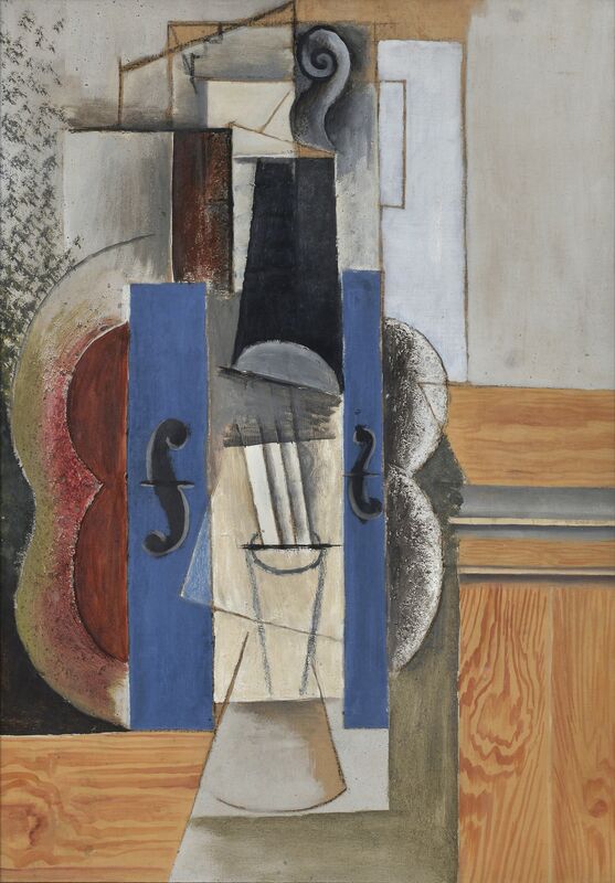 Pablo Picasso, ‘Un violon accroché au mur (Le violon)’, 1913, Painting, Oil and sand on canvas, Guggenheim Museum Bilbao