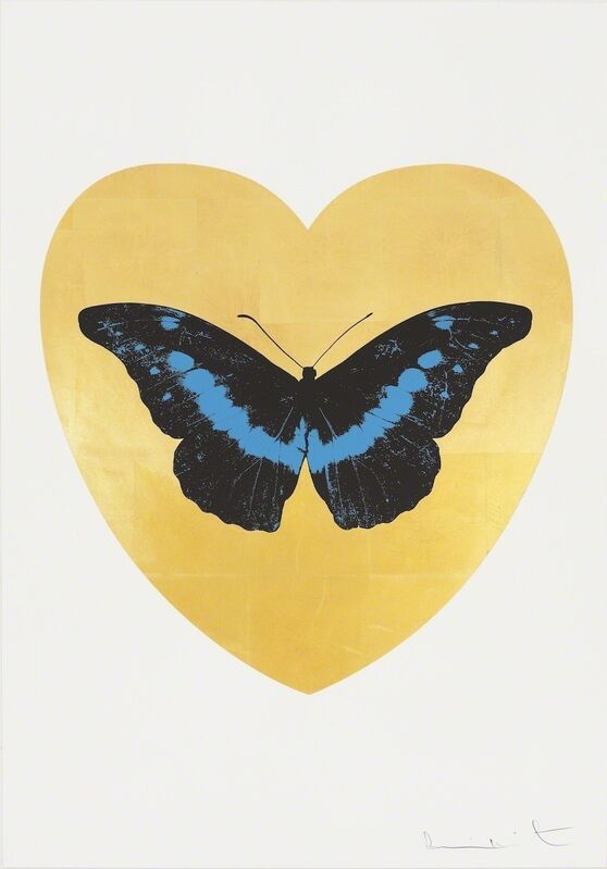 Damien Hirst, ‘I Love You - gold leaf, black, turquoise ’, 2015, Print, Gold leaf and 2 colour foil block on Somerset Satin 410gsm. Edition of 14. Signed and numbered Sheet size: 100 x 70 cm, Paul Stolper Gallery
