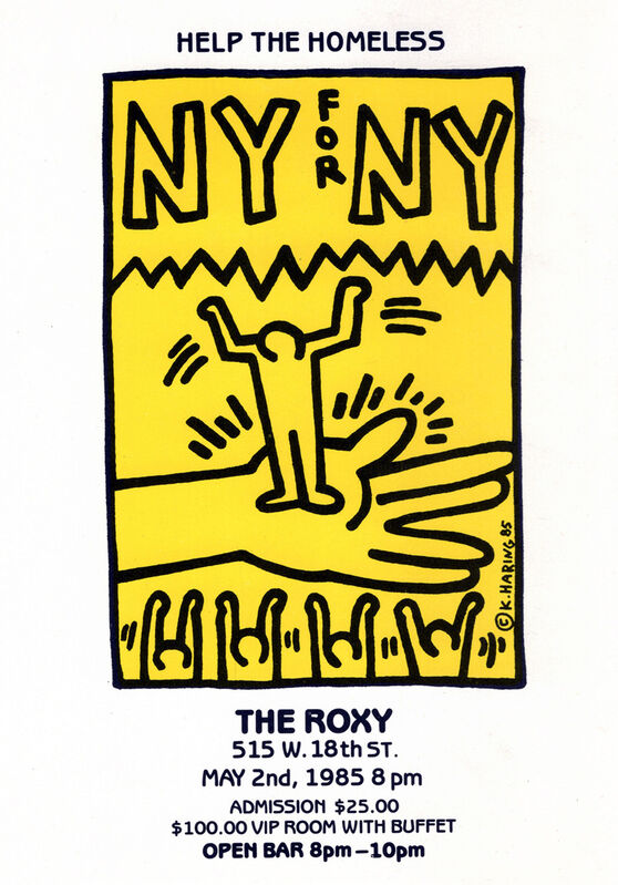 Keith Haring, ‘Keith Haring NY for NY benefit announcement ’, 1985, Print, Offset lithograph on cardstock, Lot 180