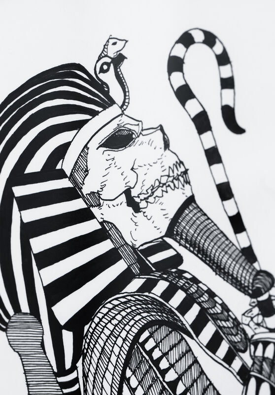 Kate Glasheen, ‘Dead King 33 [14th Century BC Egyptian Pharaoh]’, 2020, Drawing, Collage or other Work on Paper, Pen and ink on archival paper, Paradigm Gallery + Studio