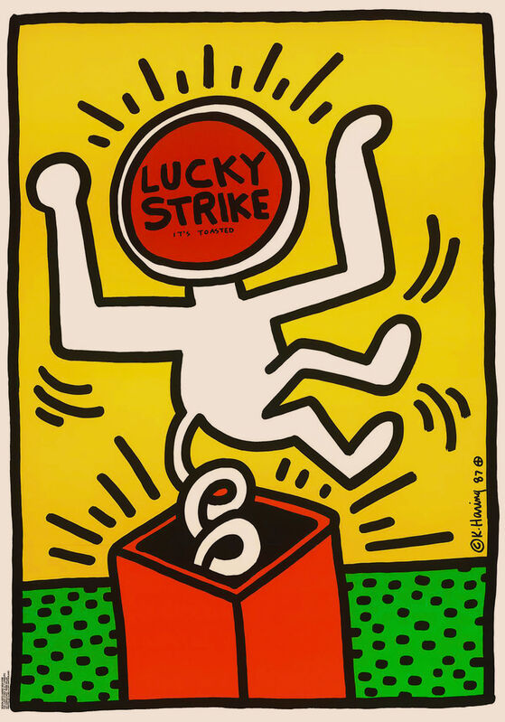 Keith Haring, ‘Lucky Strike Advertising Plaque’, 1987, Ephemera or Merchandise, Screenprint in colours, on Perspex panel, Oliver Clatworthy Gallery Auction