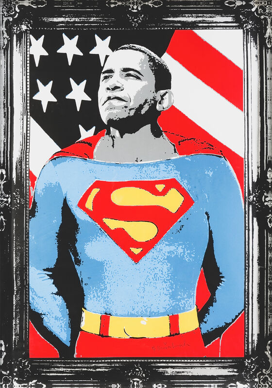 Mr. Brainwash, ‘Obama Superman (Silver)’, 2009, Print, Screenprint in colours on archival paper, Tate Ward Auctions