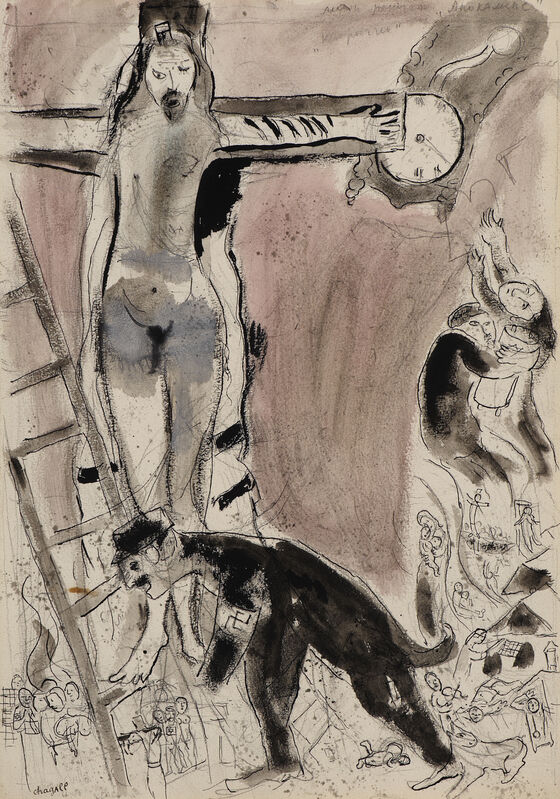 Marc Chagall, ‘Apocalypse en Lilas, Capriccio’, 1945, Painting, Gouache, pencil, indian wash ink and indian ink on paper, Ben Uri Gallery and Museum 