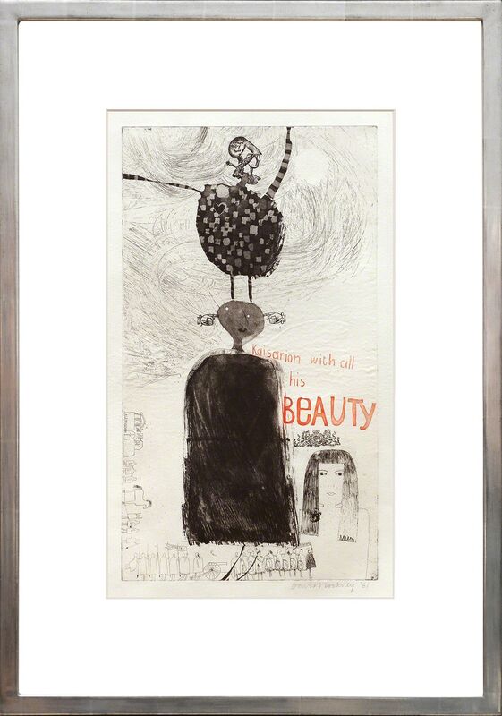 David Hockney, ‘Kaisarion and all His Beauty’, 1961, Print, Zinc plate etching with aquatint printed in black and red on J Whatman paper, Peter Harrington Gallery