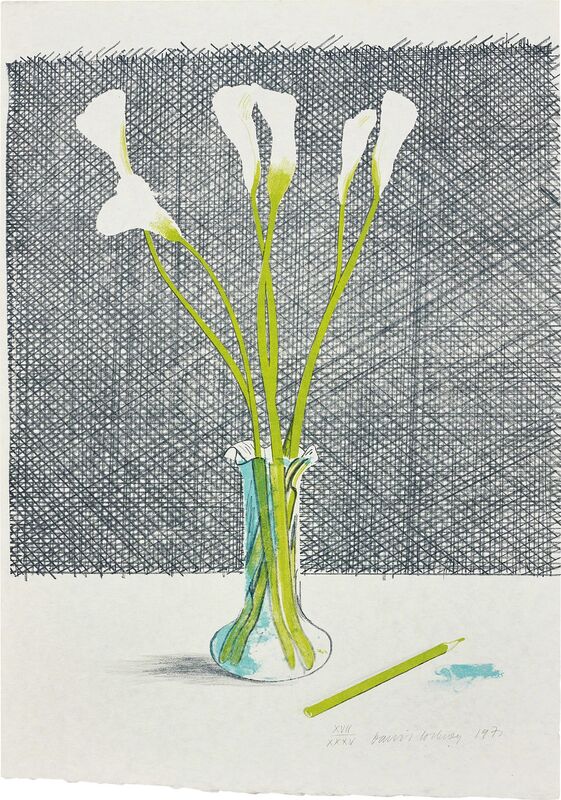 David Hockney, ‘Lillies, from Europäische Graphik No VII’, 1971, Print, Lithograph in colours, on Japanese paper, the full sheet, Phillips