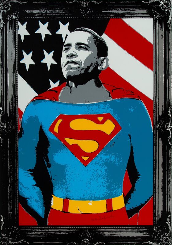Mr. Brainwash, ‘Obama Superman (Silver)’, 2008, Print, Screenprint in colors on wove paper, Heritage Auctions