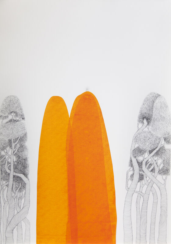 María Ángeles Atauri, ‘Orange Mountain’, 2021, Painting, Ink on paper, Galería Marita Segovia 