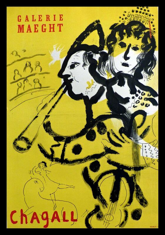 Marc Chagall, ‘The musician clown Galerie Maeght, 1957 - Original lithographic poster’, 1957, Print, Lithograph, AFL