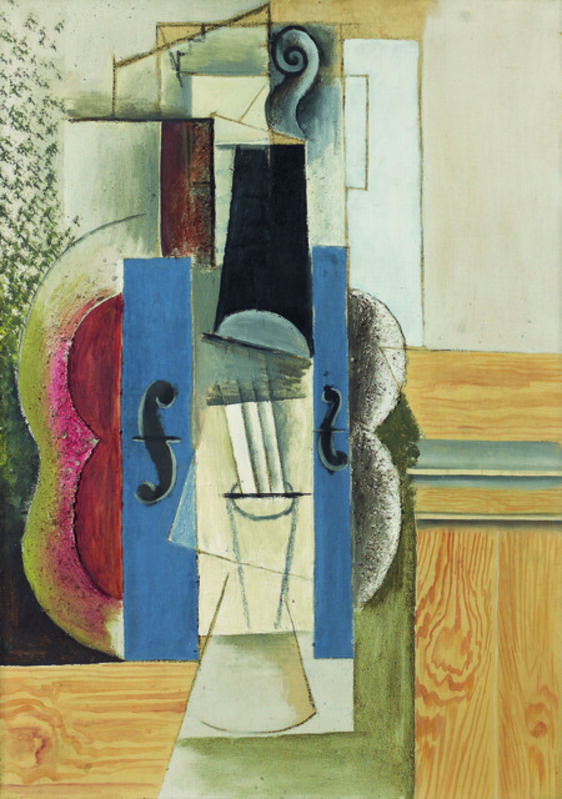 Pablo Picasso, ‘Geige, an der Wand hängend (Violin Hanging on the Wall) ’, 1913, Painting, Oil, partially with sand, on canvas, Kunstmuseum Bern