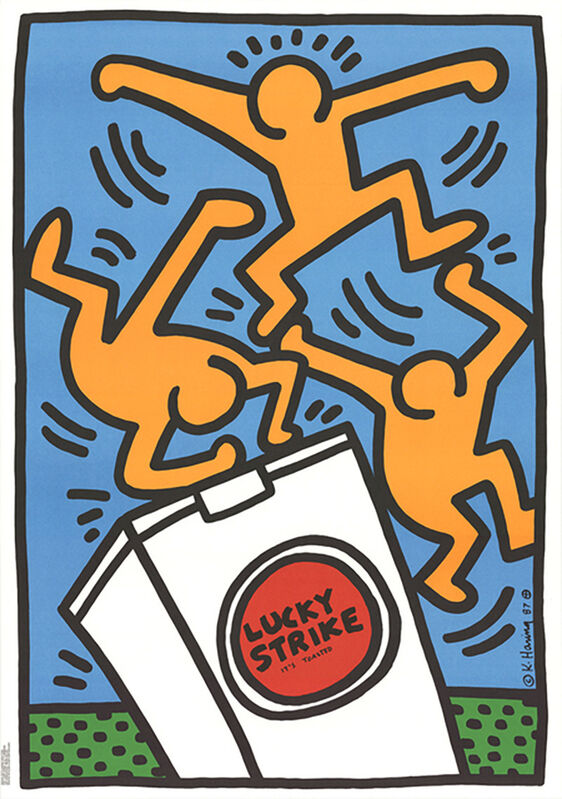 Keith Haring, ‘Keith Haring Lucky Strike (Blue) ’, 1987, Print, Silkscreen in colors, Lot 180
