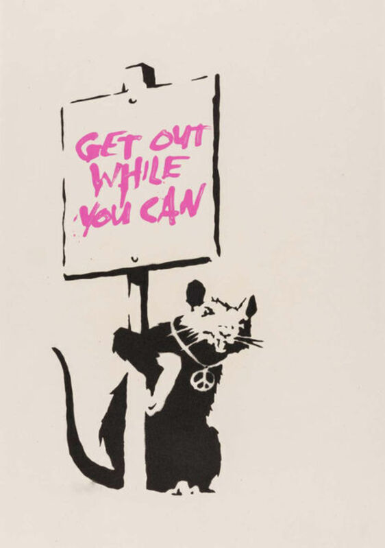 Banksy, ‘Get Out While You Can (Pink)’, 2004, Print, Screenprint in colours on wove paper, Tate Ward Auctions