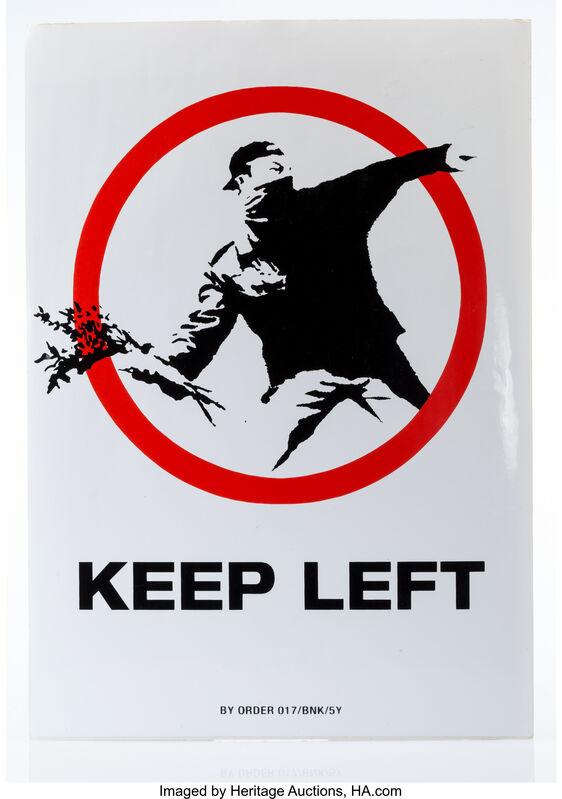Banksy, ‘Keep Left, sticker’, 2006, Print, Screenprint on paper with adhesive, Heritage Auctions