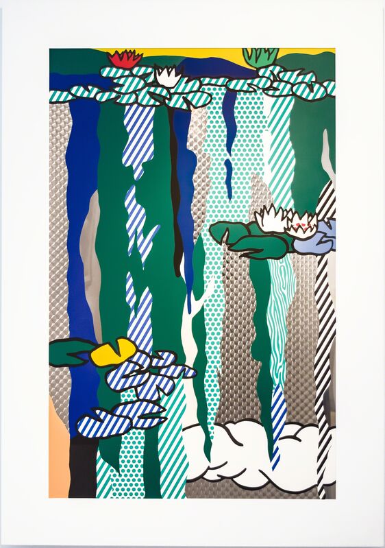 Roy Lichtenstein, ‘Water Lilies with Cloud’, 1992, Print, Screenprint enamel on processed and swirled stainless steel, David Benrimon Fine Art