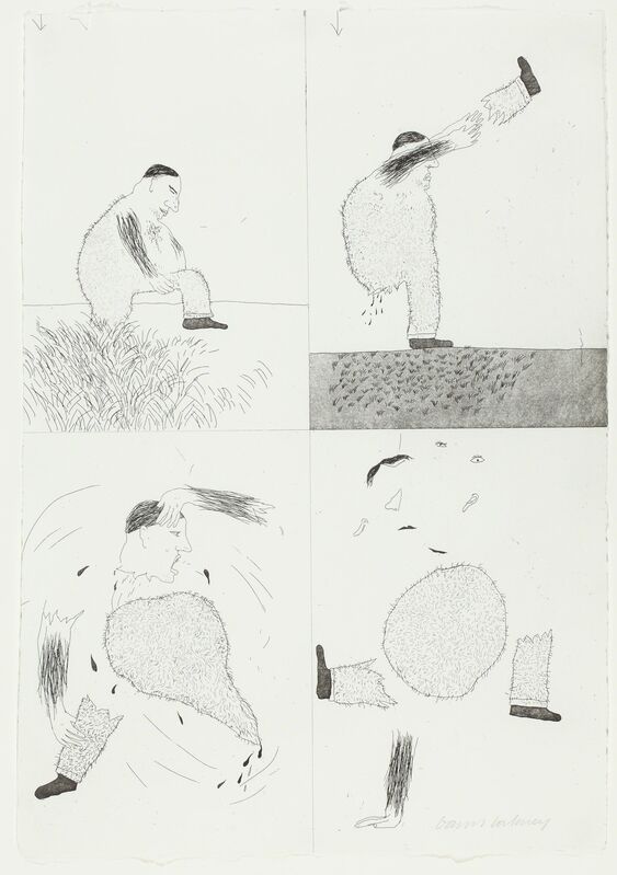 David Hockney, ‘He Tore Himself in Two’, 1969, Print, Etching and Aquatint, TAI Modern
