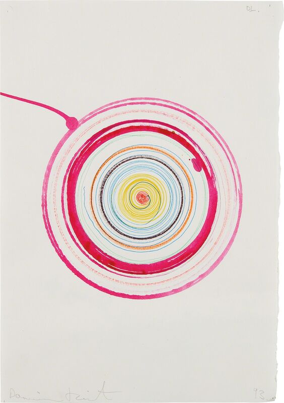 Damien Hirst, ‘beautiful lunatics spinning drawing (with breakaway edge)’, 1993, Drawing, Collage or other Work on Paper, Ink on paper, Phillips