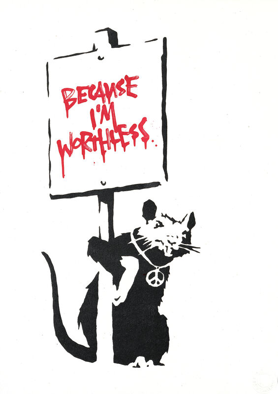Banksy, ‘Because I'm Worthless (Red)’, 2004, Print, Screen print in colours on wove paper, Tate Ward Auctions