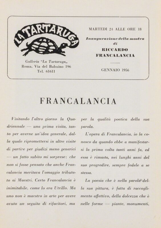 Riccardo Francalancia, ‘Bollettino’, Books and Portfolios, Periodical, Finarte