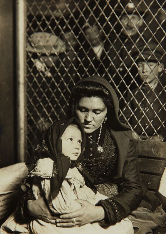 Lewis Wickes Hine, ‘Italian Mother and Child, Ellis Island’, 1905, Photography, Gelatin silver print, probably printed after 1917., Phillips