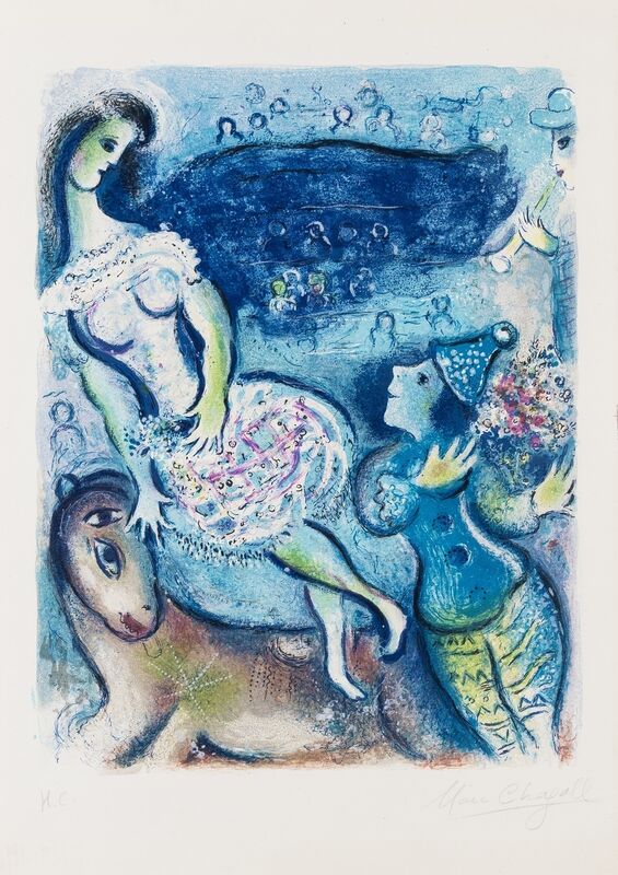 Marc Chagall, ‘Cavalier de Cirque et Clown (Mourlot 511)’, 1967, Print, The rare, possibly unique lithograph printed in colours, Forum Auctions