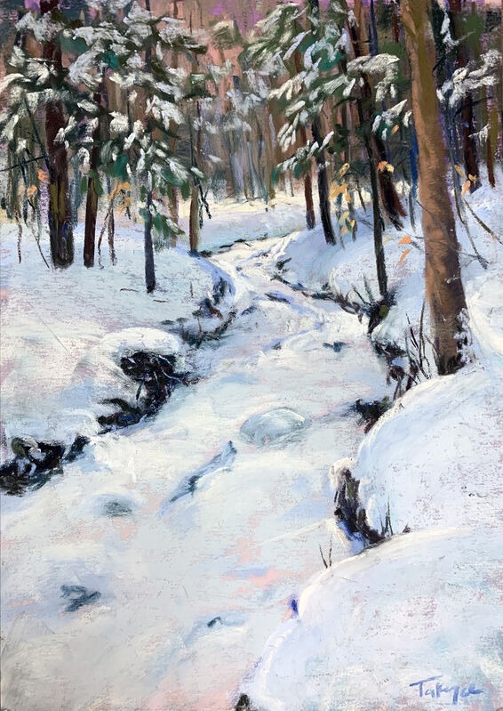 Takeyce Walter, ‘Day 7: Snowy Cascade’, February 2020, Painting, Pastels, Keene Arts