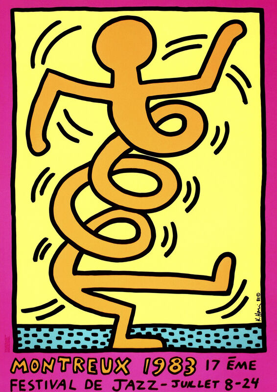 Keith Haring, ‘Montreuz Jazz De Festival (Pink)’, 1983, Print, Screen print in colours on wove paper, Tate Ward Auctions